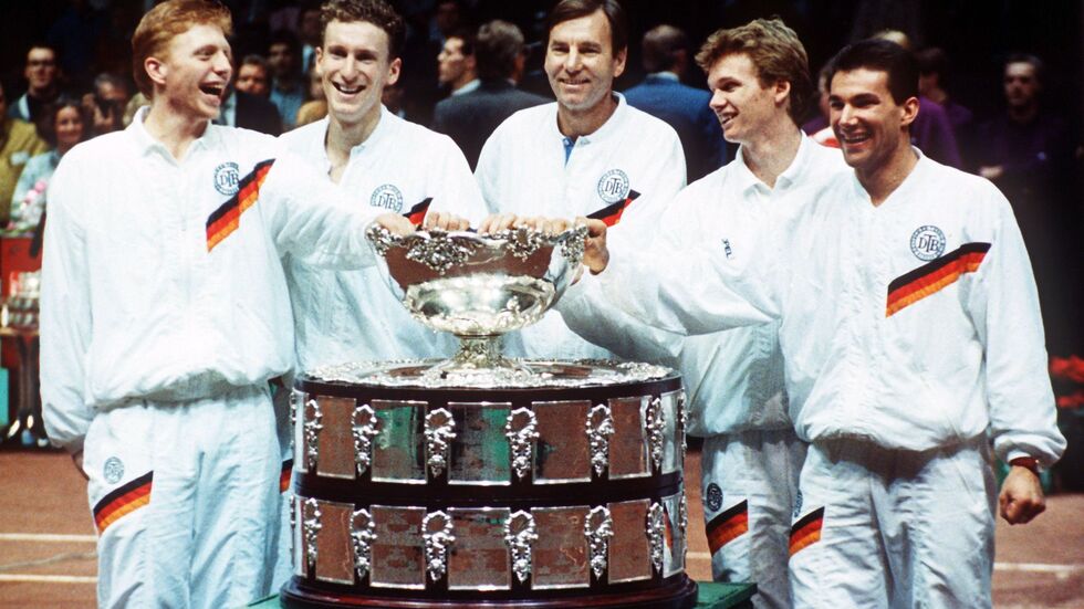 Boris Becker (l) beim Davis-Cup-Triumph 1988.