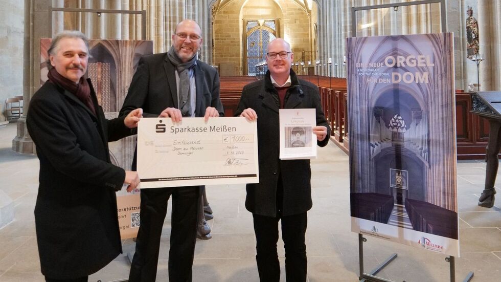 Dompfarrer Andreas Beuchel, Oberbürgermeister Olaf Raschke und Domkantor Thorsten Göbel