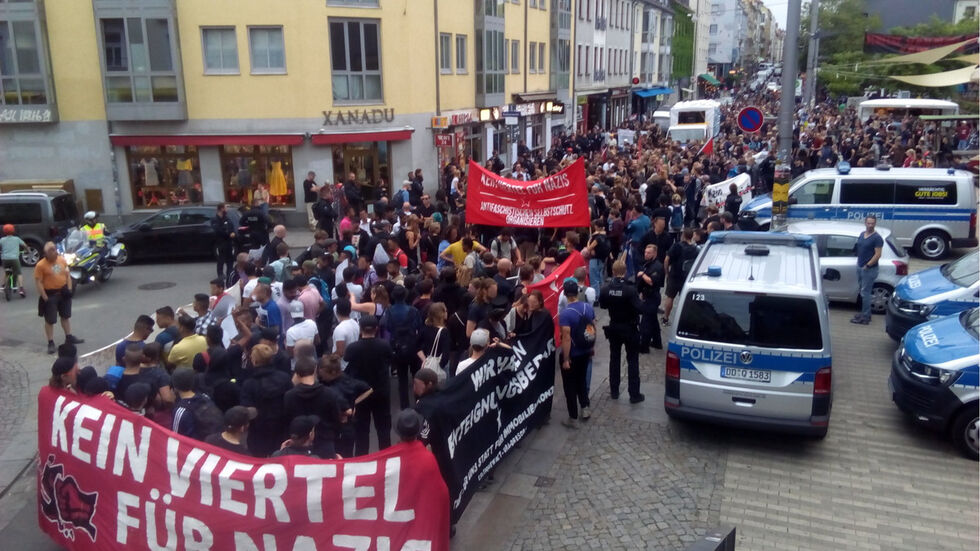 Antifa-Demo in der Dresdner Neustadt. (Foto: URA/PR)