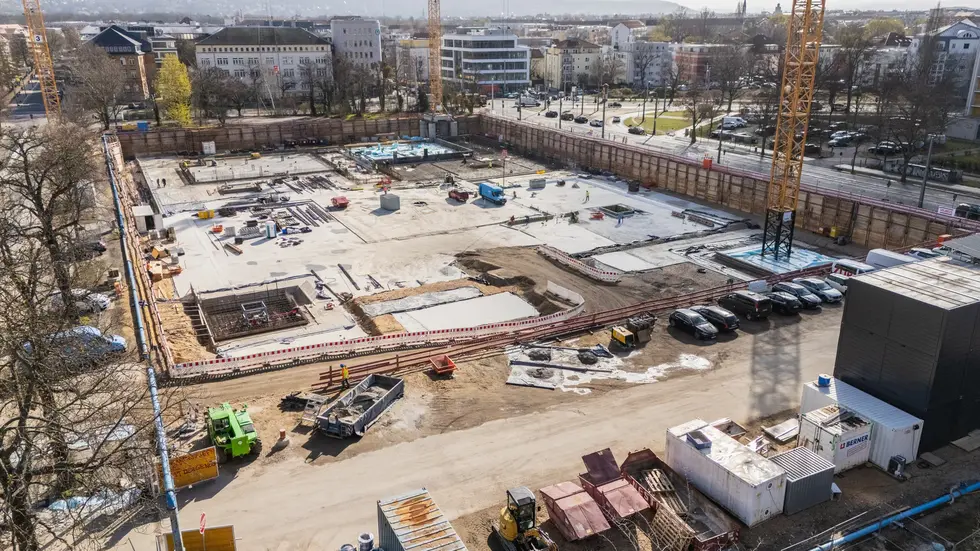 Baustelle des zukünftigen Klinikums an der Fetscherstraße / Ecke Blasewitzer Straße in Dresden