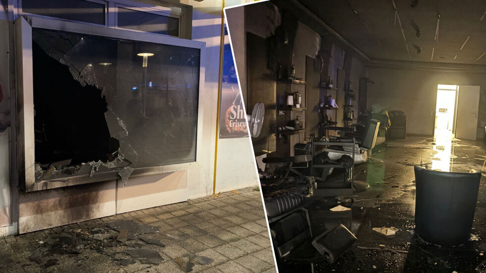 Durch diese Scheibe (l.) soll der 27-Jährige den Brandsatz geworfen haben. Durch diese Scheibe (l.) soll der 27-Jährige den Brandsatz geworfen haben.