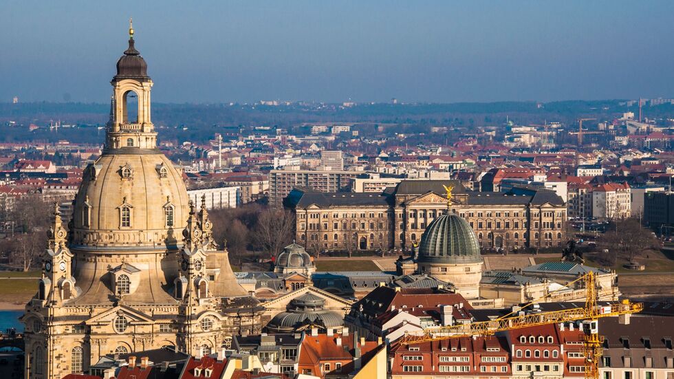 Die Frauenkirche, eines der Wahrzeichen von Dresden.
