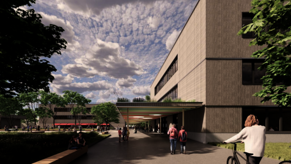 So soll der schmucke Neubau des Bertolt-Brecht-Gymnasiums aussehen.