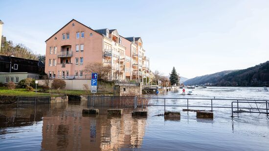Hochwasser der Elbe in der Sächsischen Schweiz (27.12.23)