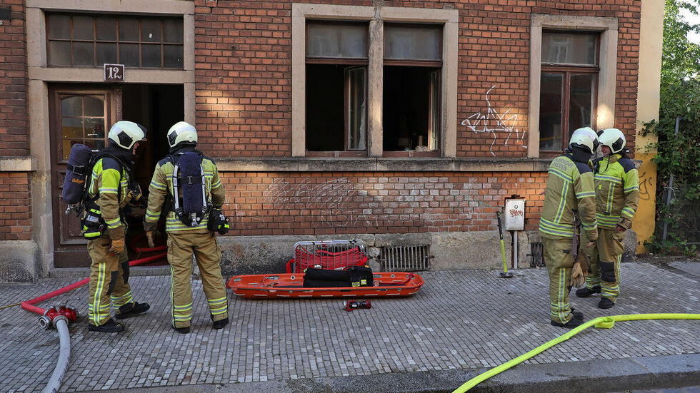 Die Feuerwehr am Einsatzort. 