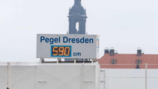 Der Pegelstand in Dresden an der Augustusbrücke.