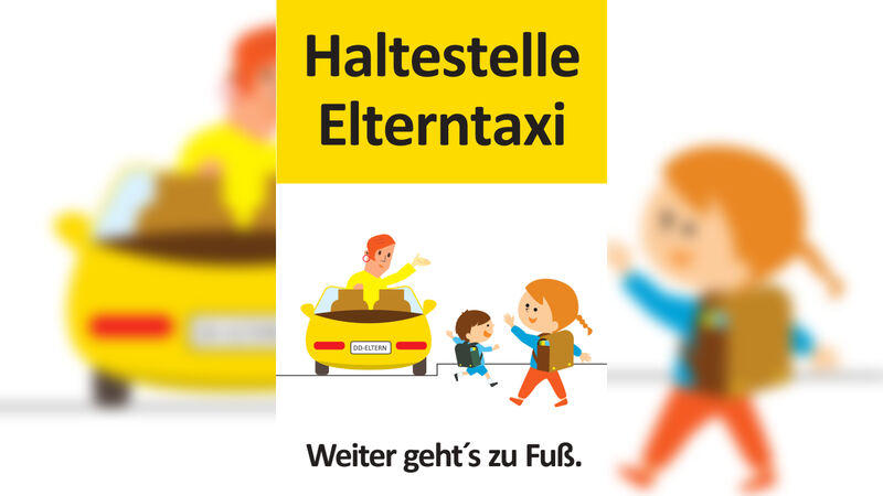 So sehen die Schilder für die Elterntaxi-Haltestellen aus.