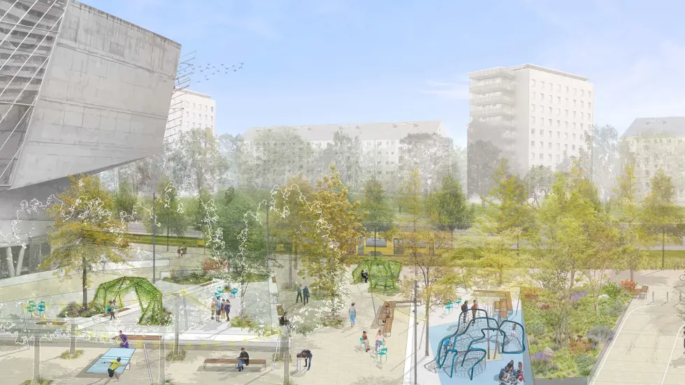 So grün und einladend könnte die jetzige Betonwüste einmal aussehen