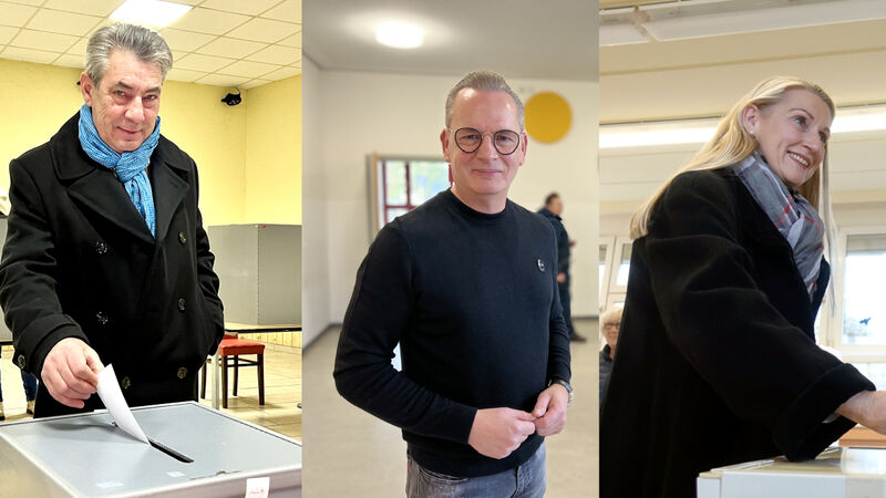 Sie traten bei der OB-Wahl an: Tim Lochner für die AfD (l.). Ralf Thiele für Freie Wähler (M.) und Kathrin Dollinger-Knuth für CDU.