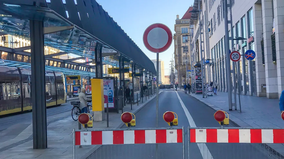 Noch bis Freitagabend ist die Wilsdruffer Straße dicht. Foto: Rocco Reichel Noch bis Freitagabend ist die Wilsdruffer Straße dicht. Foto: Rocco Reichel