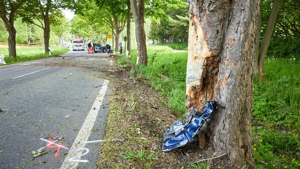 Der VW touchierte mehrere Bäume, bevor er zum Stillstand kam. Der VW touchierte mehrere Bäume, bevor er zum Stillstand kam.