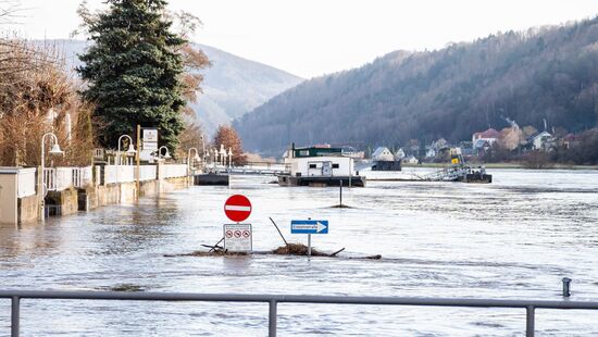 Hochwasser der Elbe in der Sächsischen Schweiz (27.12.23)