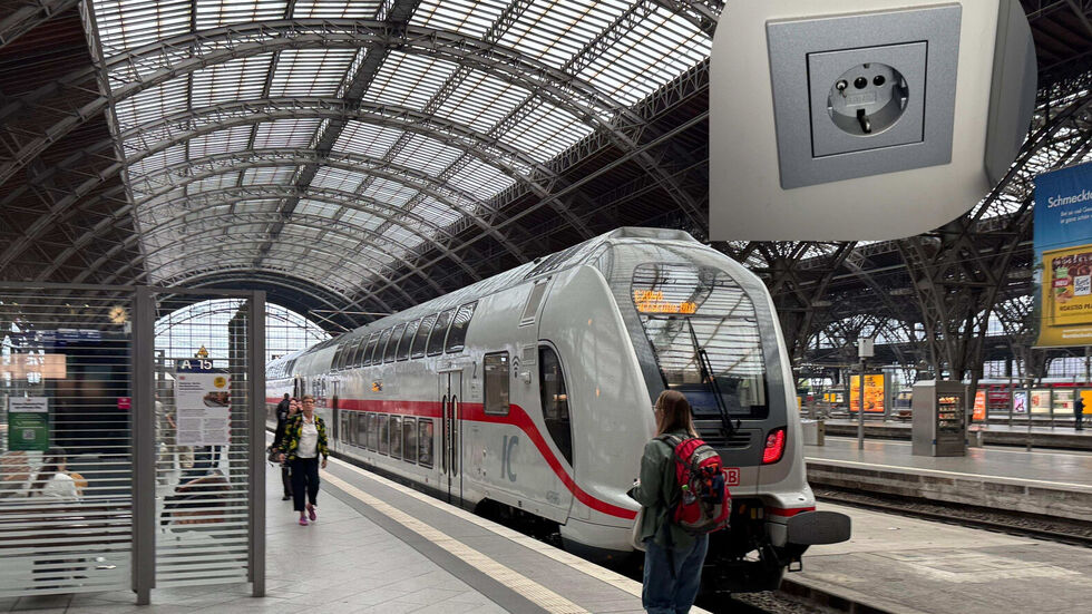 Der Zug mit den manipulierten Steckdosen am Leipziger Hauptbahnhof.

