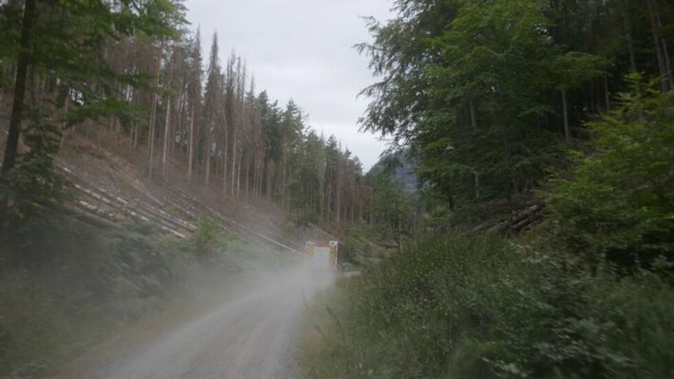 Dresdner Löschfahrzeug auf dem Weg zum Waldbrandeinsatz.