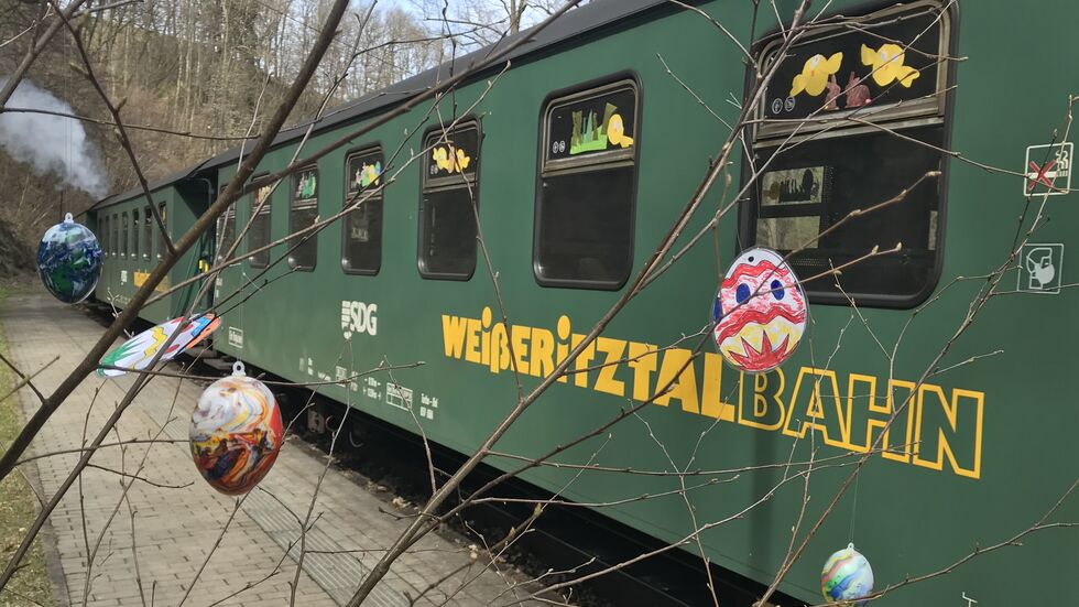 Die Weißeritztalbahn am Haltepunkt Spechtritz