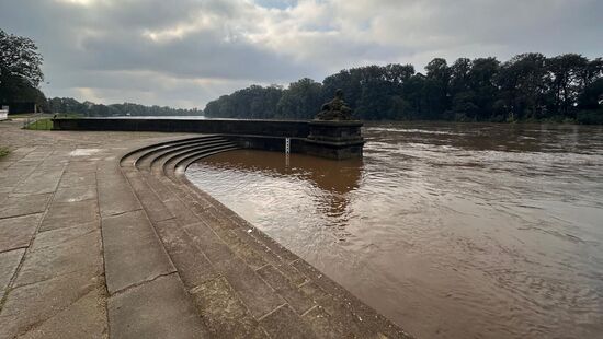 Ein Blick auf das Hochwasser in Pillnitz.