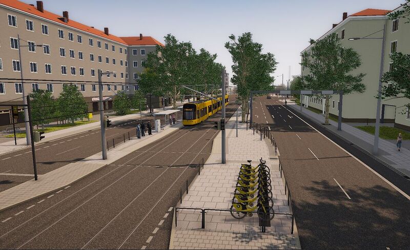 Die neue Campuslinie: Blick auf die Nürnberger Straße 