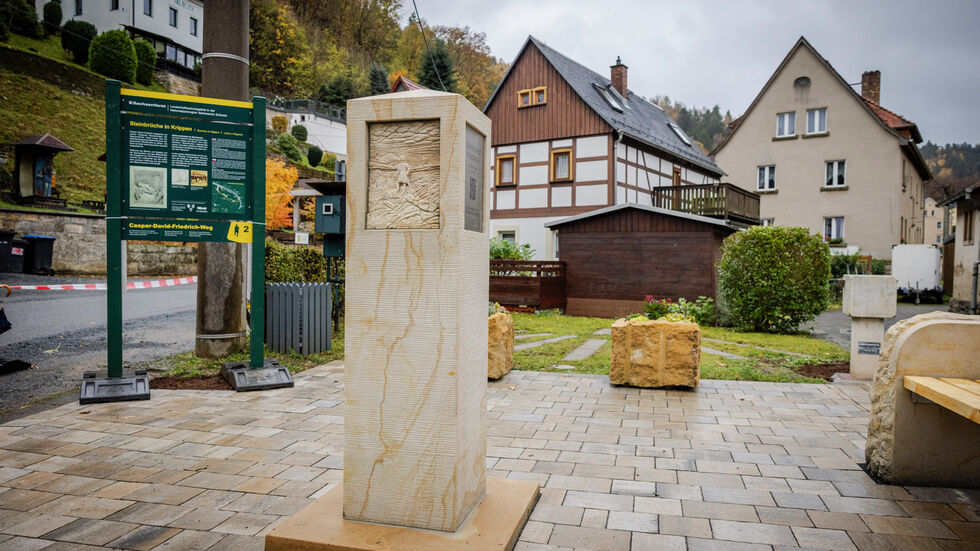 Caspar David Friedrich-Stele in Krippen