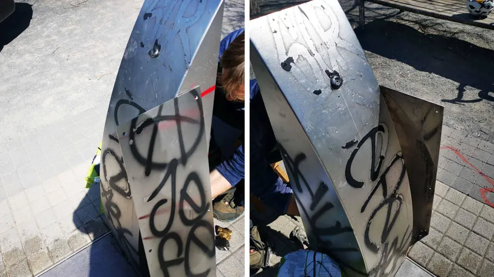 Kurz vor Saisonstart haben Vandalen den Trinkwasserbrunnen auf dem Dresdner Alaunplatz mit Graffiti außer Gefecht gesetzt