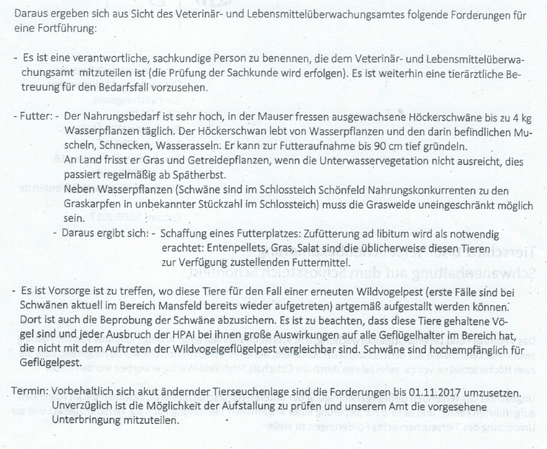 Dieses schreiben des Veterinäramtes aus dem Jahr 2017 wurde nun veröffentlicht.