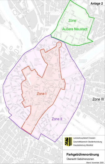 Aktuelle Parkzonen in Dresden 